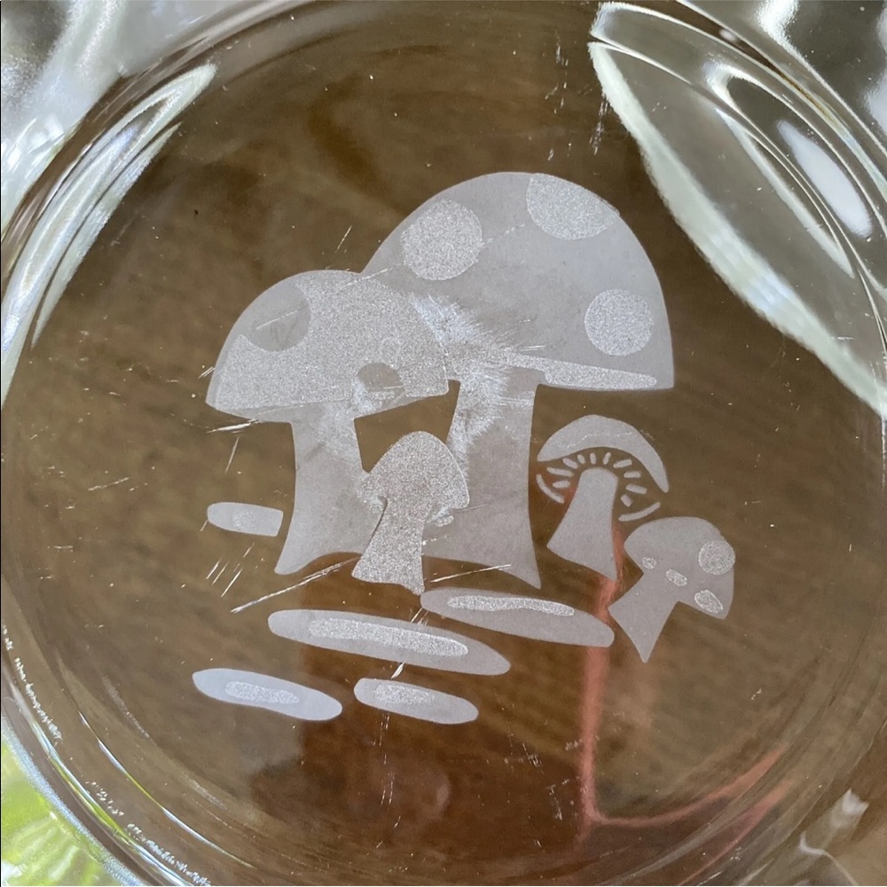 8 Mushroom Plate Vintage MCM Bonwit Teller 1950's Clear Glass Salad Dish SET - Picture 10 of 11